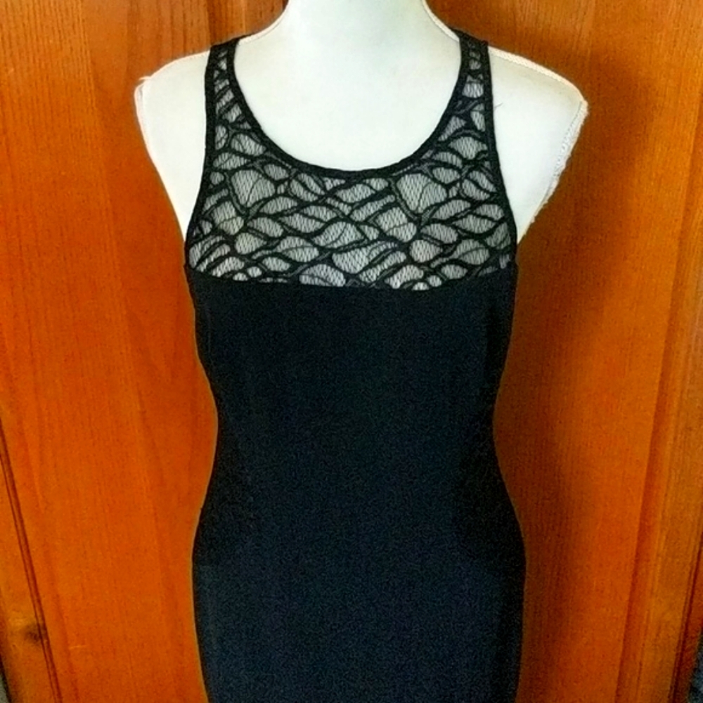 Jay Godfrey Mesh Cutout Bodycon Midi Dress Black Size 10